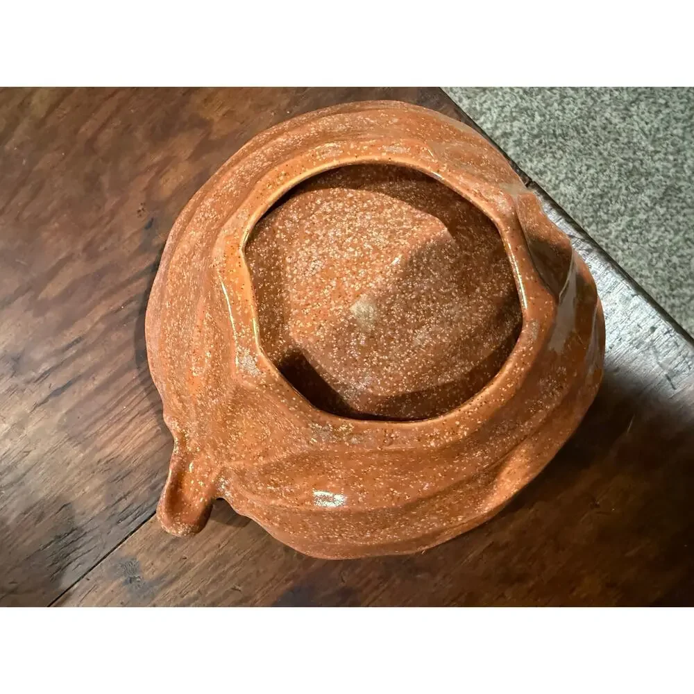 Ceramic Pumpkin Dish Bowl Muted Orange